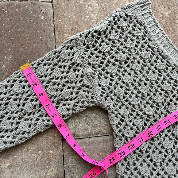 Nicole Miller Artelier Crochet Knit Button Down Sweater- sz Small- Muted Sage - Picture 10 of 14